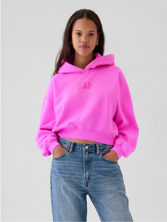 Pink Cropped Hoodie